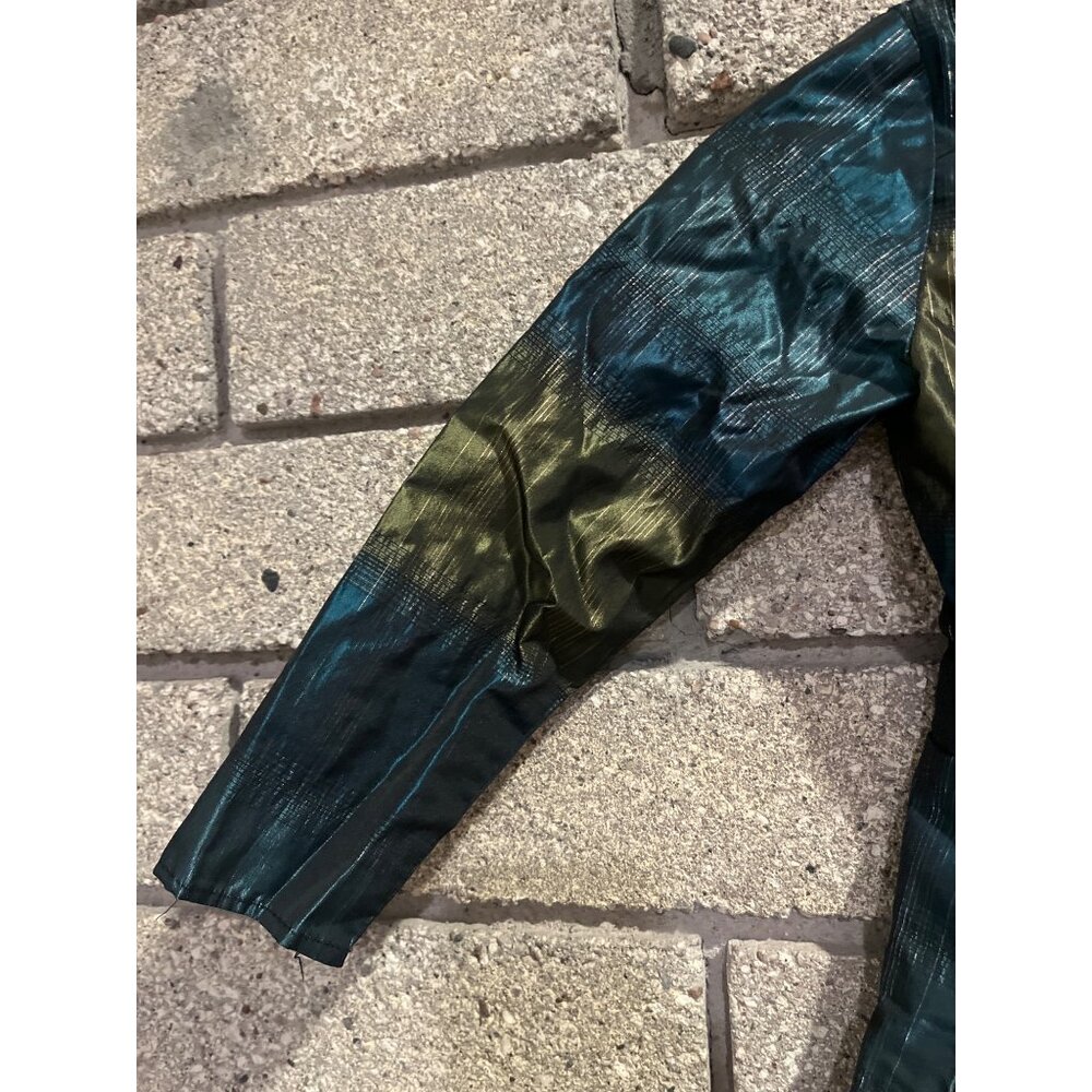Metallic Green & Blue Shimmer Pleated Dress - Picture 3 of 9
